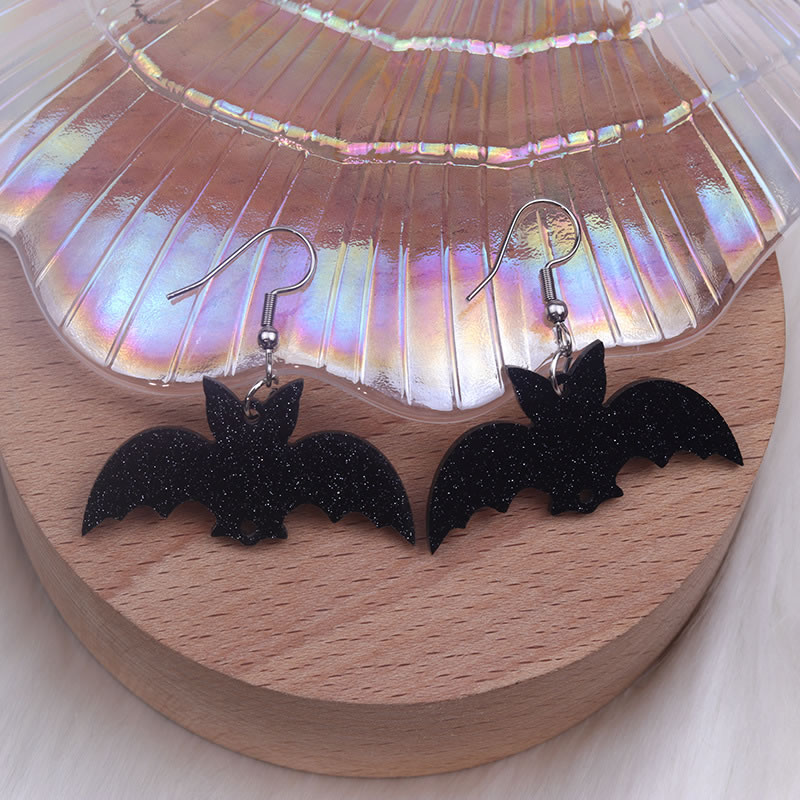 Fashion Black Acrylic Bat Pumpkin Spider Earrings,Drop Earrings