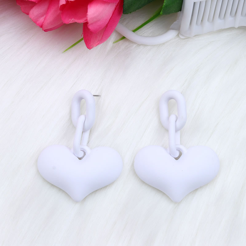Fashion White Acrylic Heart Chain Earrings,Drop Earrings