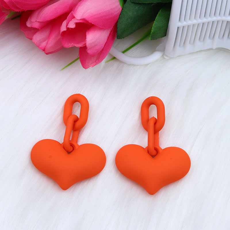 Fashion Orange Acrylic Heart Chain Earrings,Drop Earrings