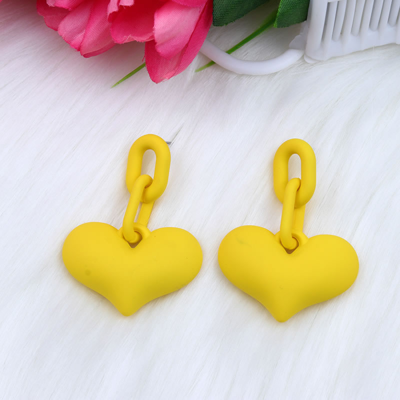 Fashion Yellow Acrylic Heart Chain Earrings,Drop Earrings