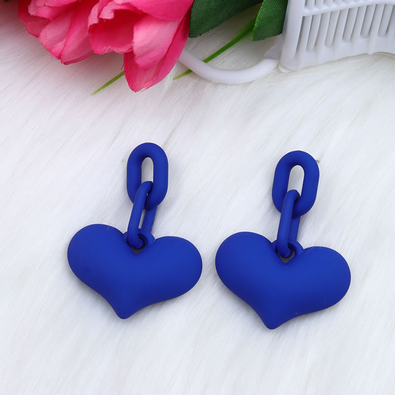 Fashion Sapphire Acrylic Heart Chain Earrings,Drop Earrings