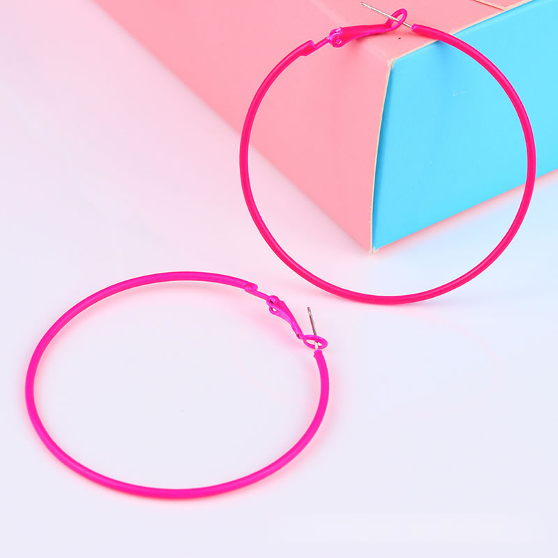 Fashion Pink Acrylic Painted Round Earrings,Hoop Earrings