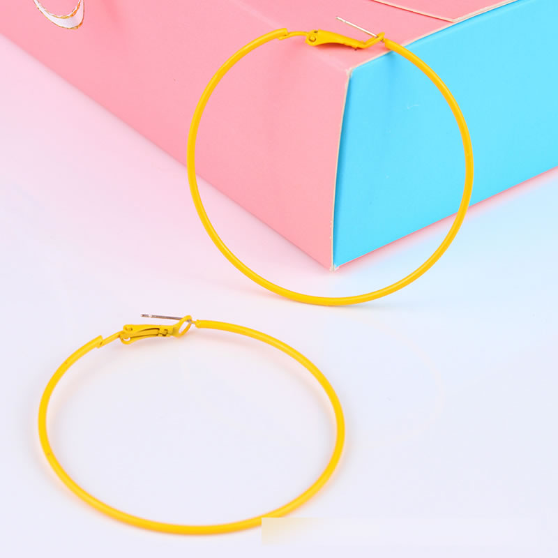 Fashion Yellow Acrylic Painted Round Earrings,Hoop Earrings