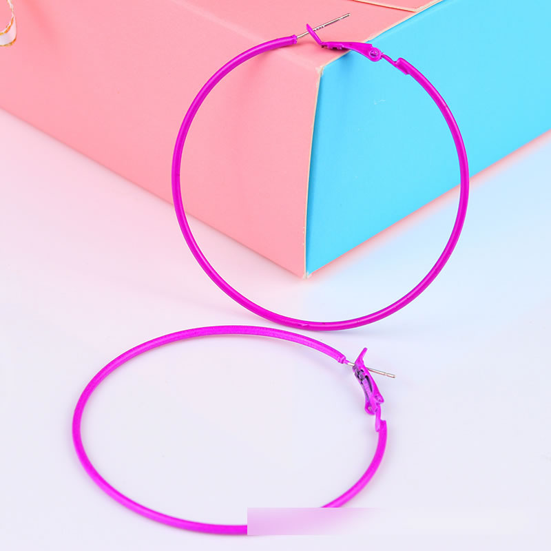 Fashion Fluorescent Yellow Acrylic Painted Round Earrings,Hoop Earrings