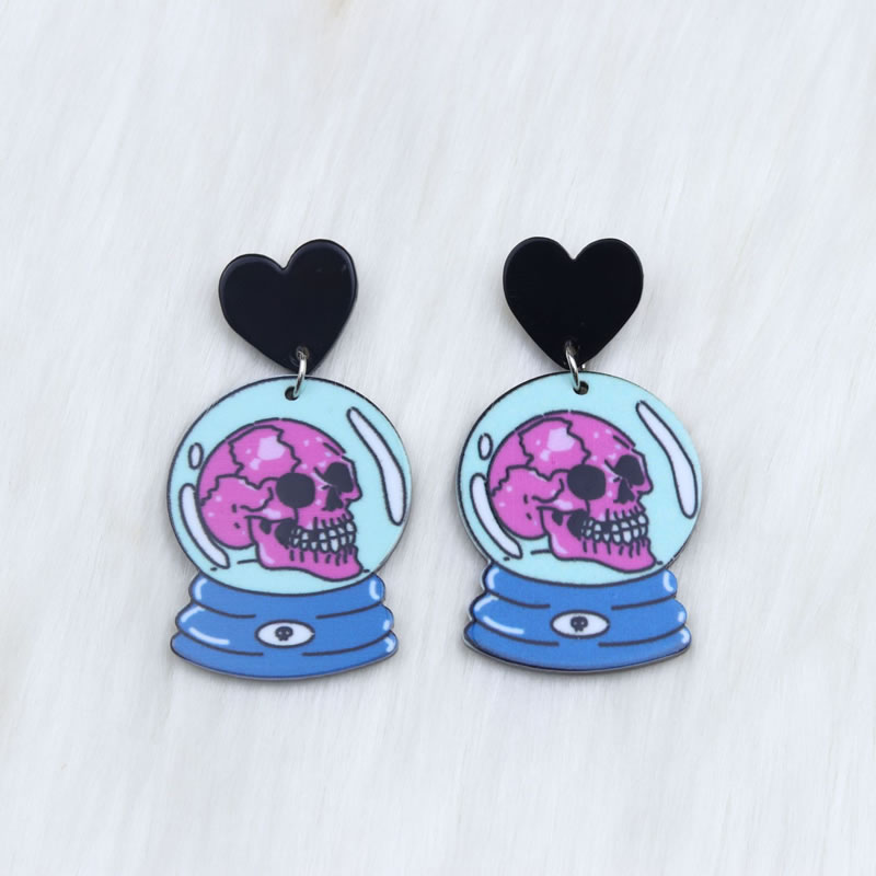 Fashion Heart Skull Acrylic Geometric Heart Skull Earrings,Drop Earrings