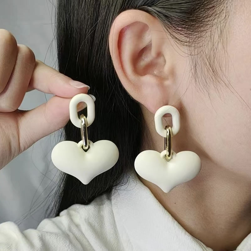Fashion Fruit Green Acrylic Heart Snap Chain Earrings,Drop Earrings