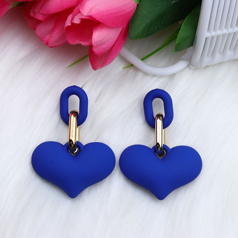 Fashion Lake Blue Acrylic Heart Snap Chain Earrings,Drop Earrings