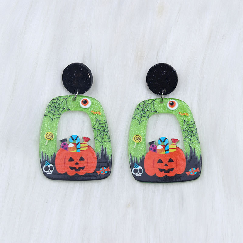 Fashion Pumpkin Acrylic Print Pumpkin Square Earrings,Drop Earrings