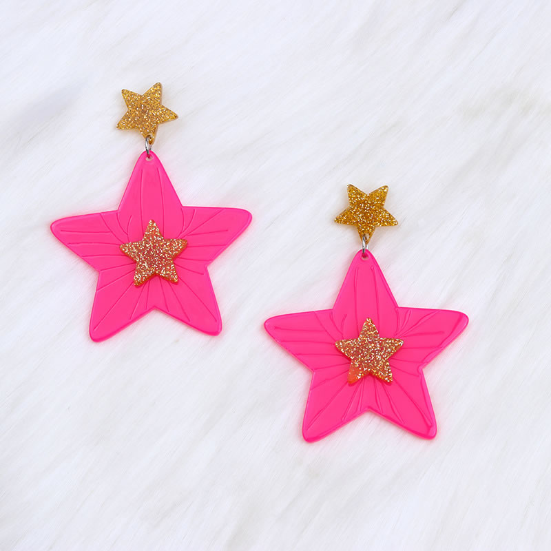 Fashion Pink Star Acrylic Star Earrings,Drop Earrings