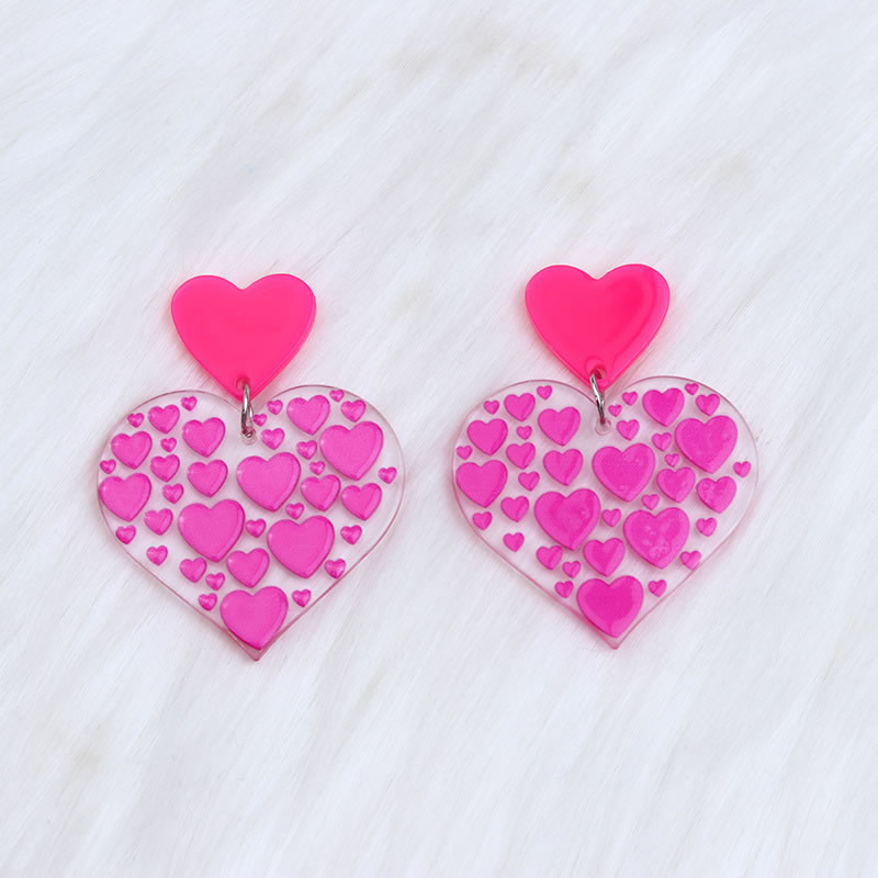 Fashion Rose Red Heart Acrylic Heart Earrings,Drop Earrings