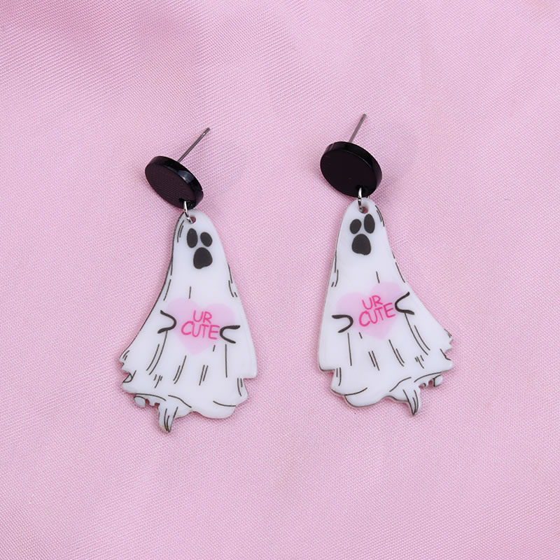 Fashion Pink Heart Ghost Acrylic Heart Ghost Earrings,Drop Earrings