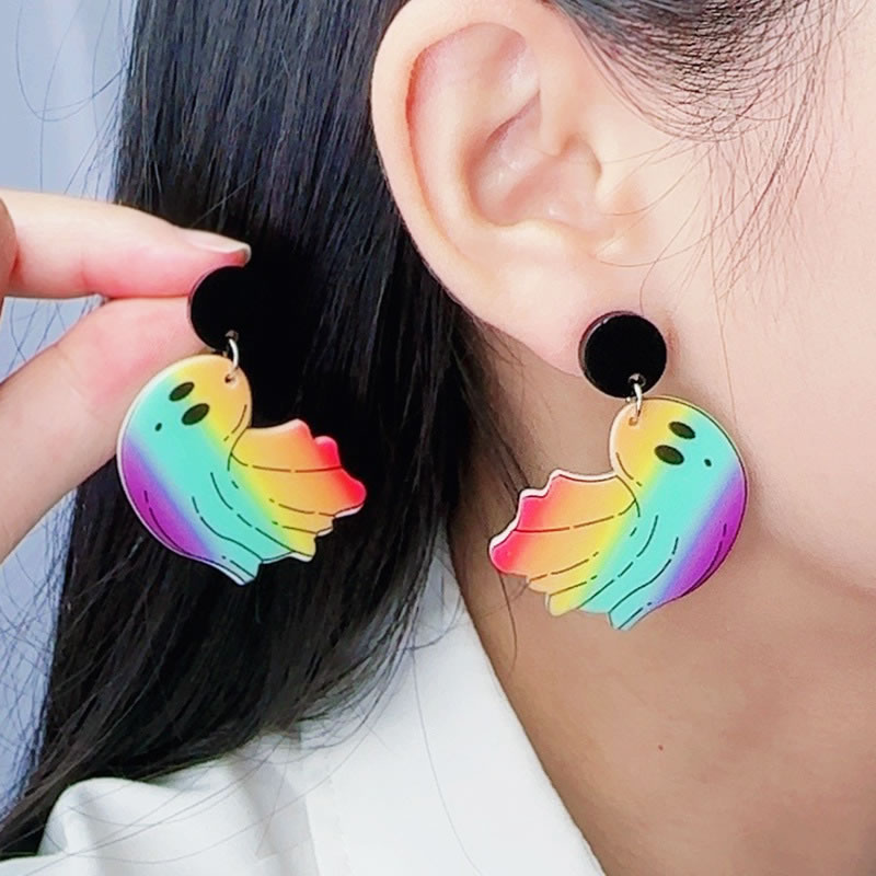 Fashion Rainbow Ghost Acrylic Rainbow Ghost Earrings,Drop Earrings