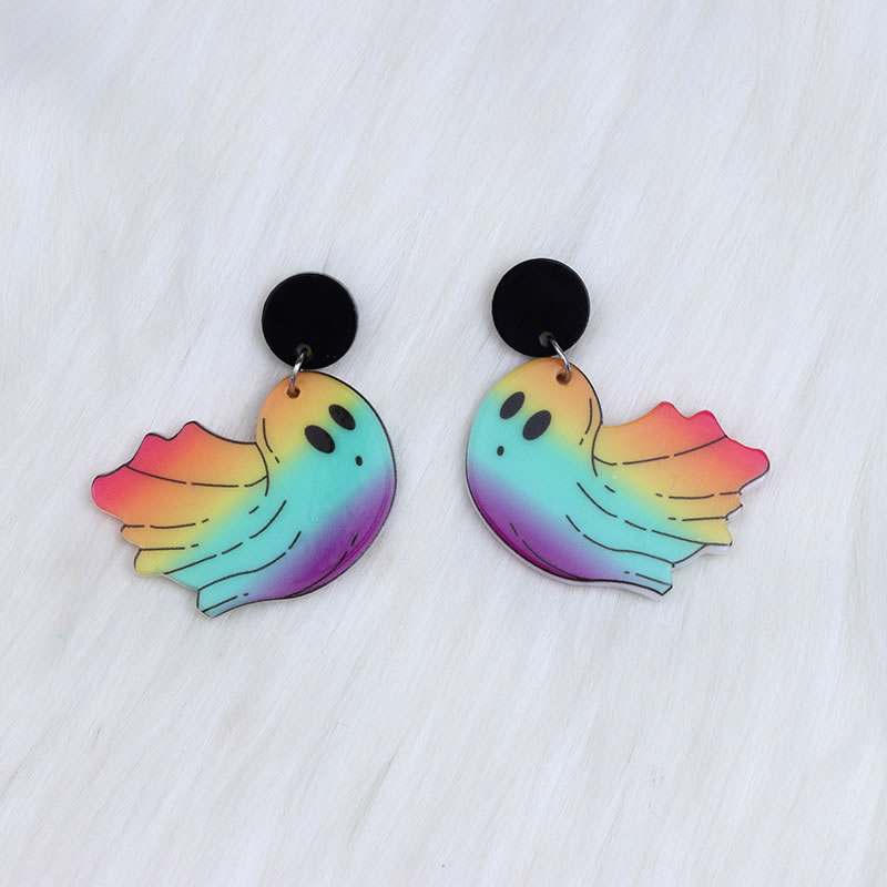 Fashion Rainbow Ghost Acrylic Rainbow Ghost Earrings,Drop Earrings