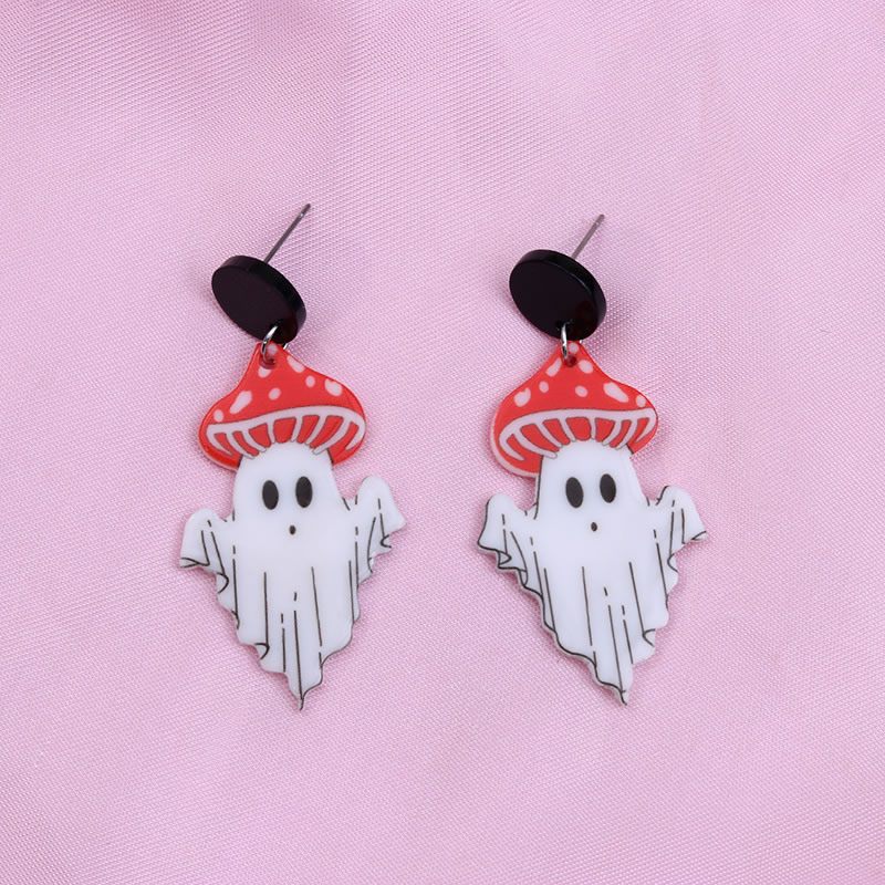 Fashion Pink Heart Ghost Acrylic Heart Ghost Earrings,Drop Earrings