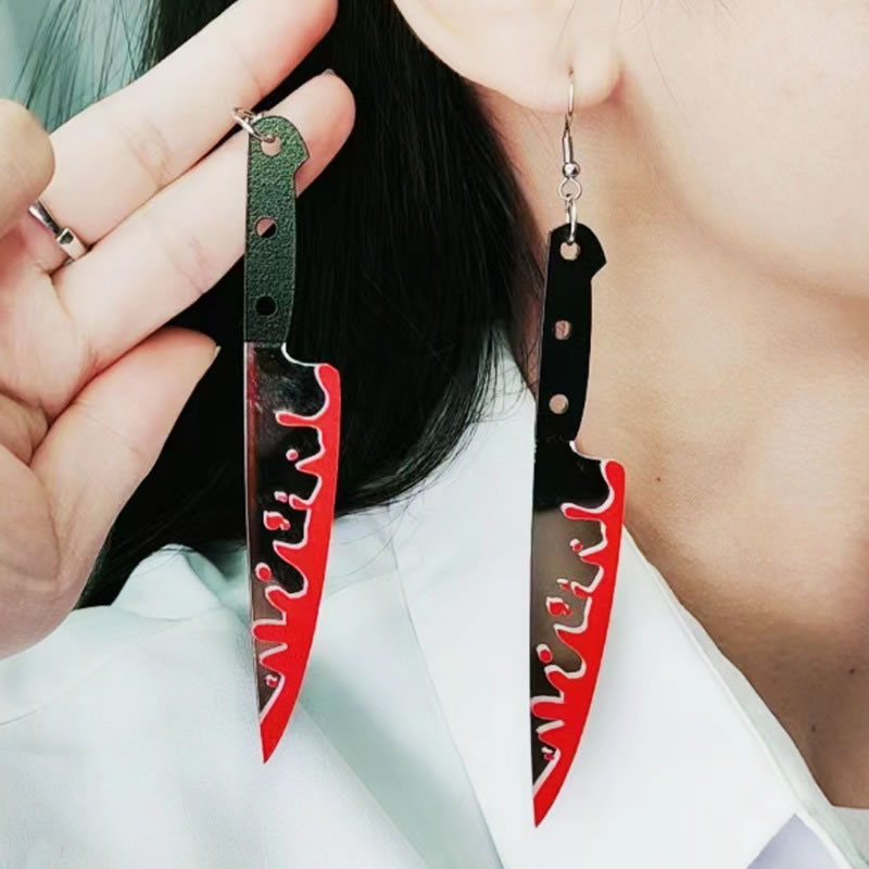 Fashion Large Scarlet Knife Acrylic Blood Knife Earrings,Drop Earrings
