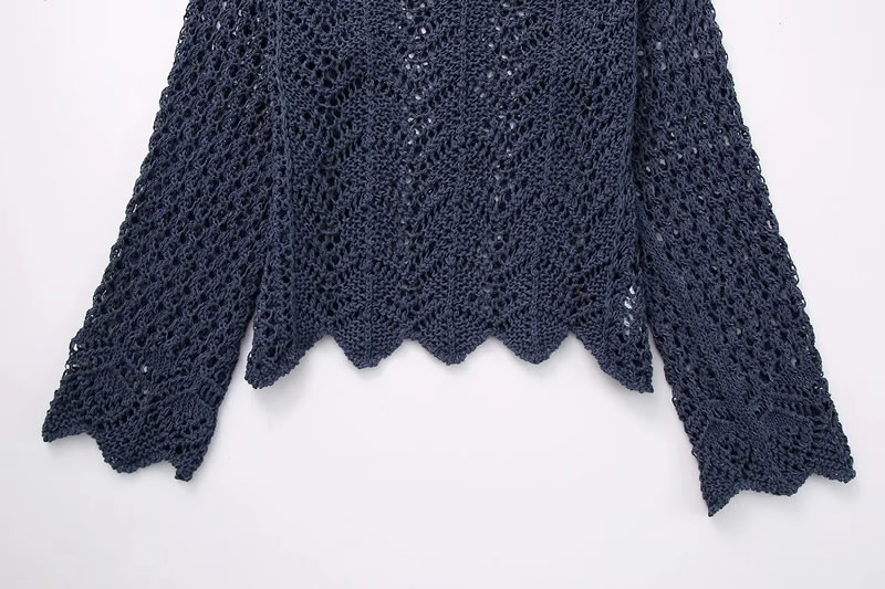 Fashion Royal Blue Open-knit Crewneck Top,Hair Crown