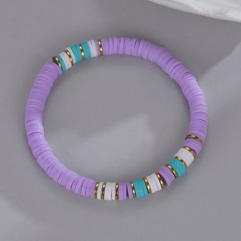Fashion Purple Multicolored Clay Panel Beaded Bracelet,Fashion Bracelets