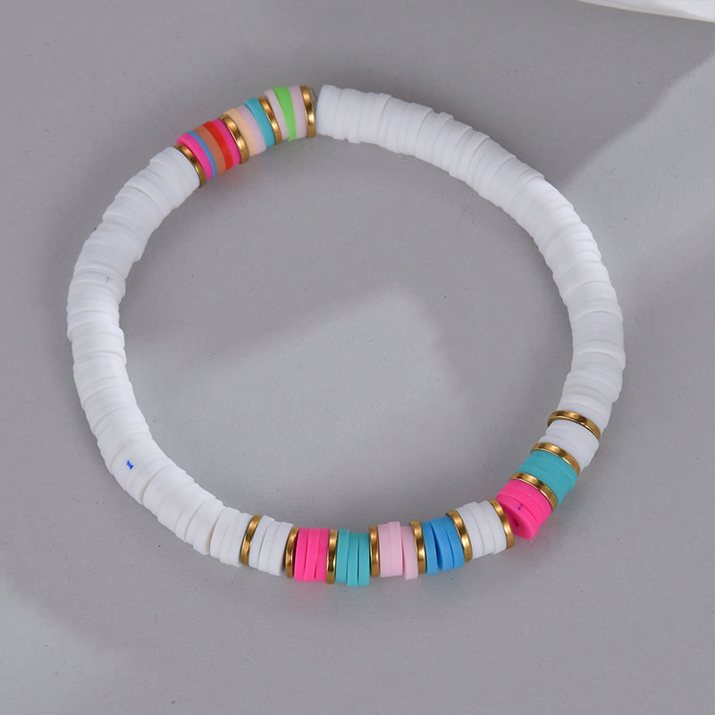 Fashion White Multicolored Clay Panel Beaded Bracelet,Fashion Bracelets