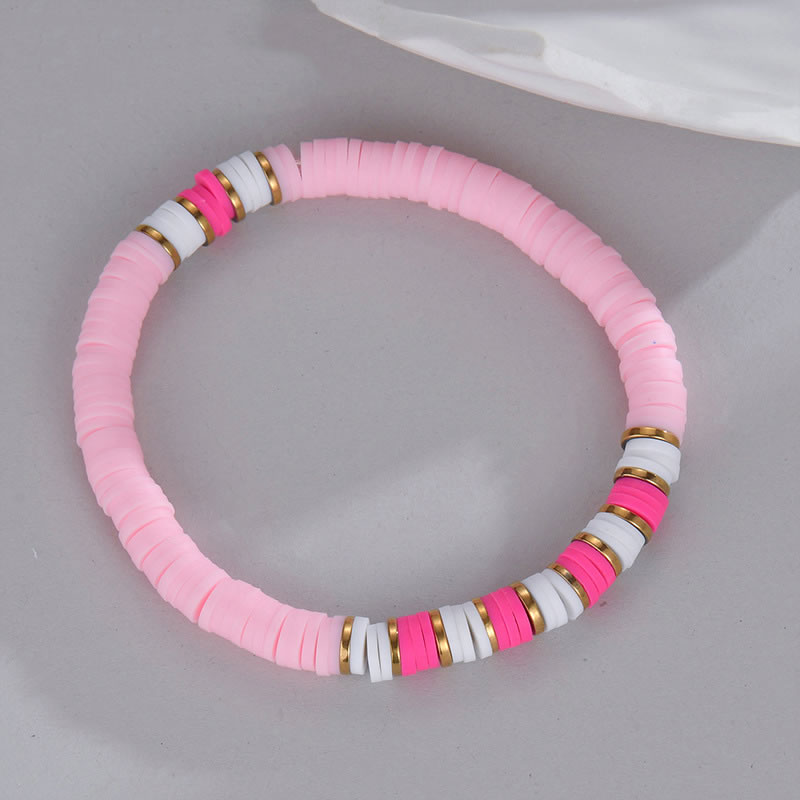 Fashion Pink Multicolored Clay Panel Beaded Bracelet,Fashion Bracelets