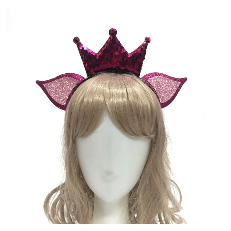 Fashion Rose Red Felt Shimmer Crown Headband,Head Band