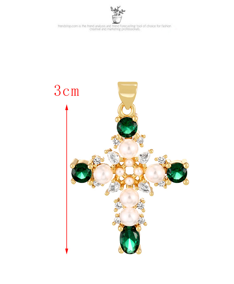 Fashion Pink Copper Paved Zirconia Pearl Cross Pendant Accessory,Jewelry Findings & Components