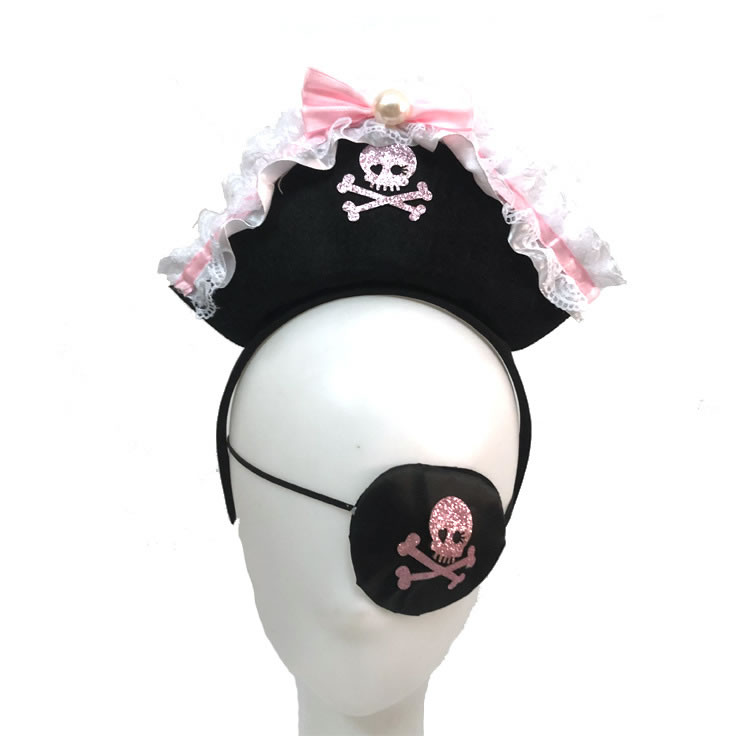Fashion Headband + Eye Mask Felt Pirate Pearl Bow Headband + Pirate Eye Mask,Head Band