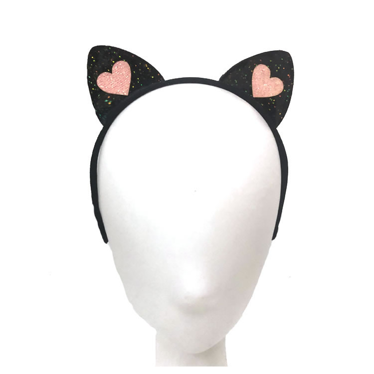 Fashion Black Pink Heart Felt Heart Cat Ear Headband,Head Band