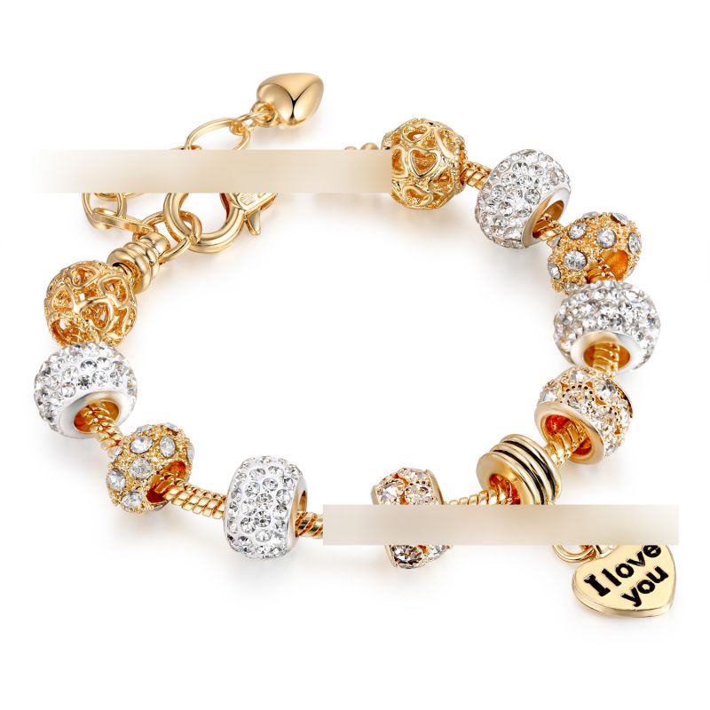 Fashion Golden Peach Heart - One Alloy Diamond Heart Multi-element Bracelet,Fashion Bangles