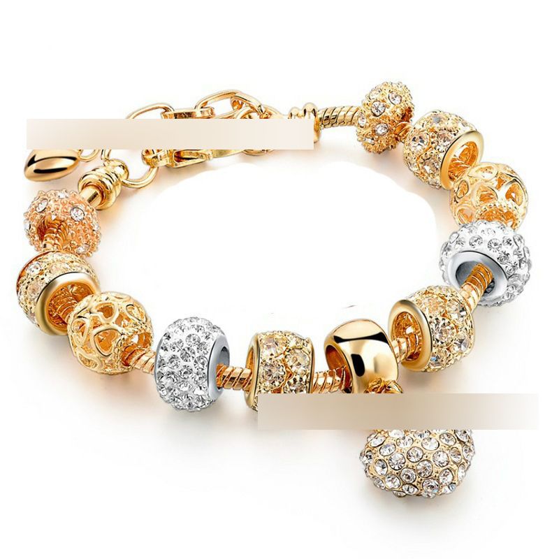 Fashion Golden Peach Heart - One Alloy Diamond Heart Multi-element Bracelet,Fashion Bangles