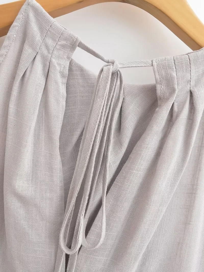 Fashion Grey Linen Halter Neck Top,Tank Tops & Camis