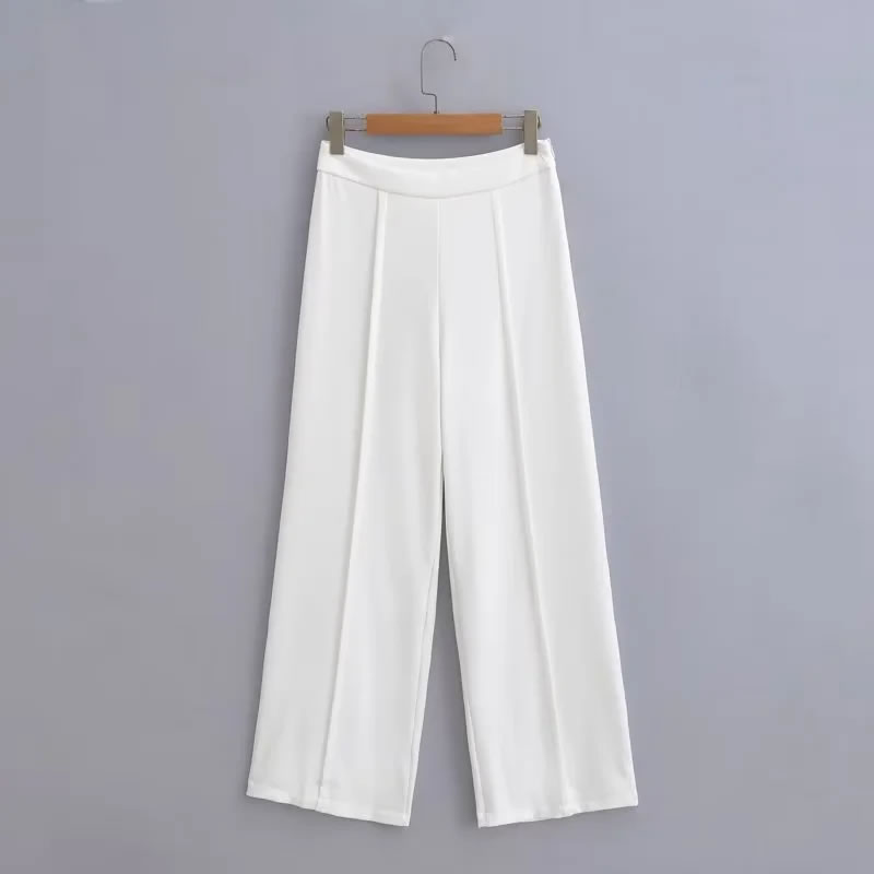 Fashion White High Waist Linen Suit Pants,Pants