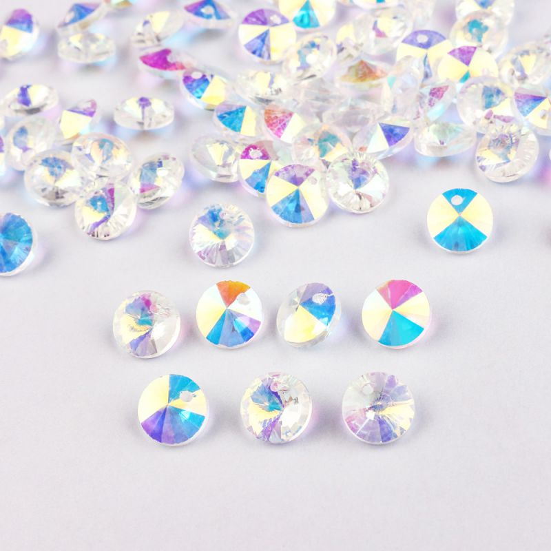 Fashion White 50 Pcs Single Hole Satellite Round Crystal Diy Accessories,Beads
