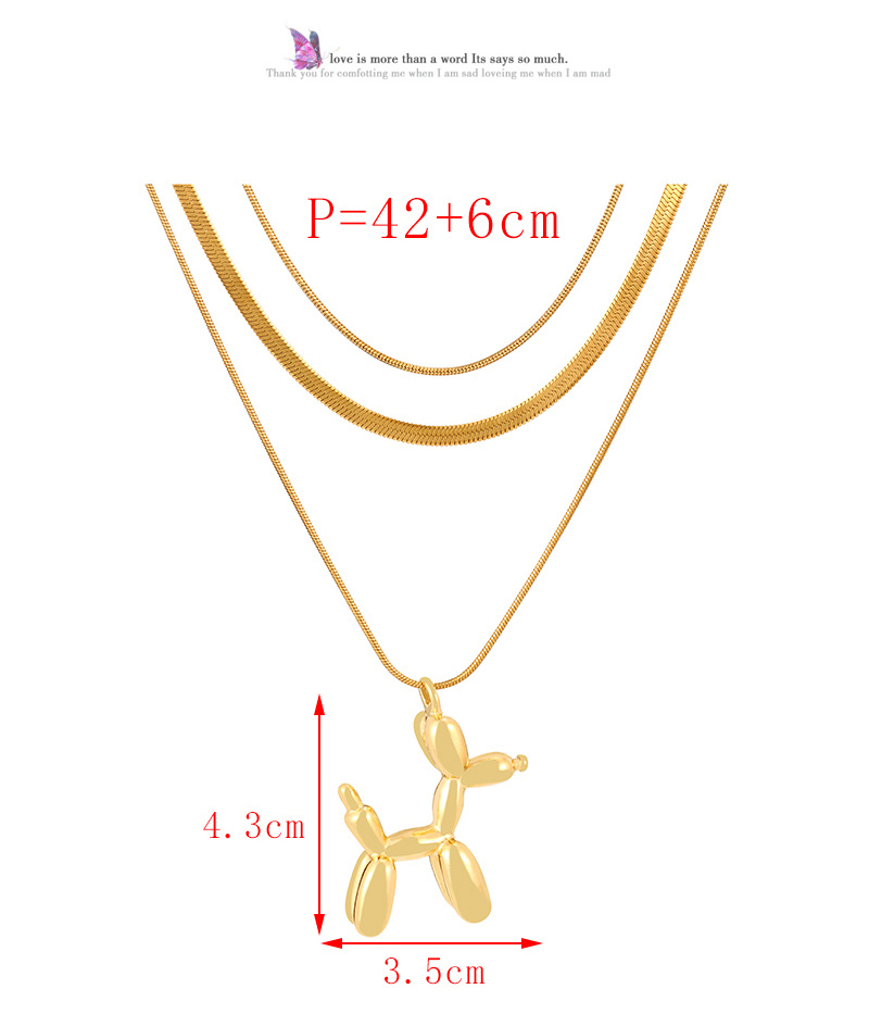 Fashion Golden 2 Multilayer Titanium Steel Balloon Dog Pendant Snake Chain Necklace (small),Necklaces