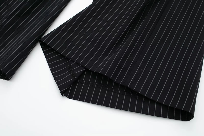 Fashion Black Polyester Striped Trousers,Pants