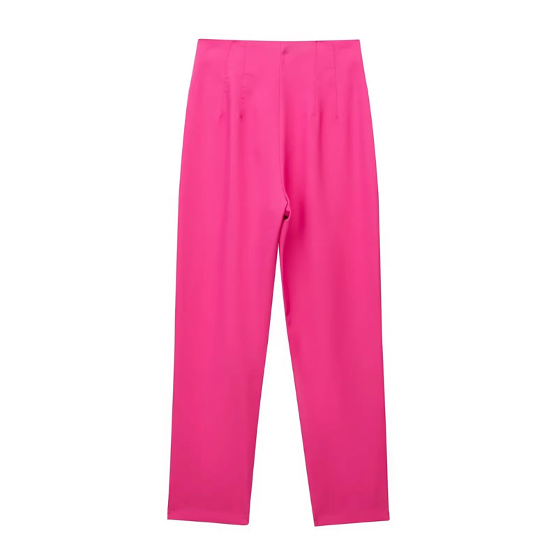 Fashion Rose Red Polyester High Waist Trousers,Pants