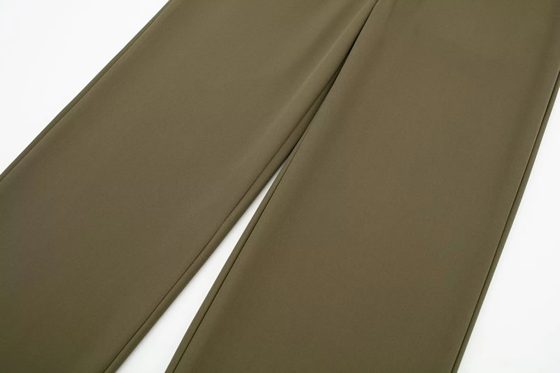 Fashion Army Green Polyester High Waist Trousers,Pants