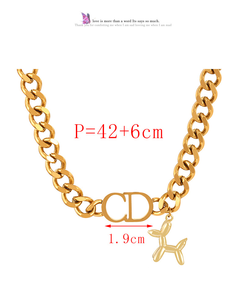Fashion Golden 2 Titanium Steel Alphabet Cd Balloon Dog Pendant Thick Chain Bracelet,Bracelets