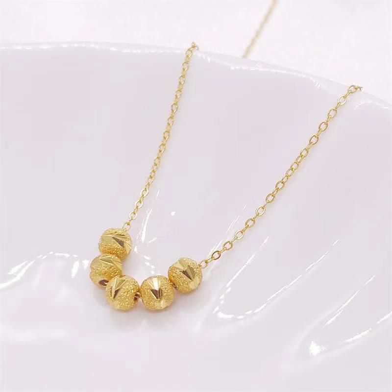 Fashion Five Blessing Beads Necklace Box Chain Titanium Steel Gold Bead Beaded Necklace,Necklaces