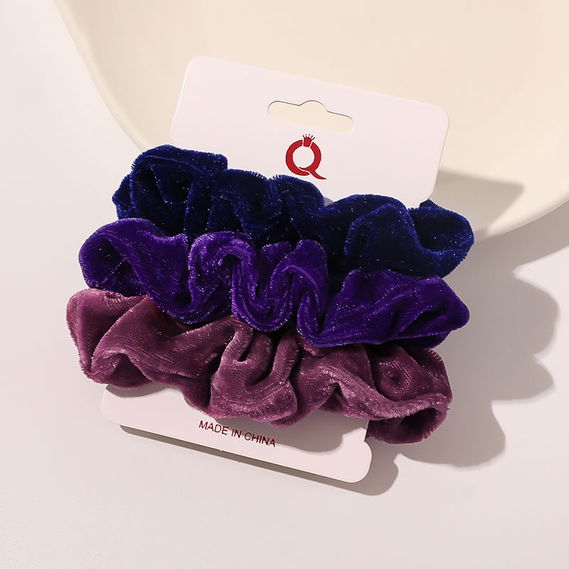 Fashion Black Blue Purple Gold Velvet Pleated Scrunchie Set,Hair Ring