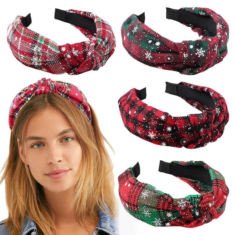 Fashion Christmas:printing Fabric Christmas Print Knotted Wide Brim Headband,Head Band