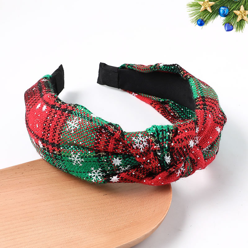 Fashion Christmas Headband - Red And White Fabric Christmas Print Knotted Wide Brim Headband,Head Band