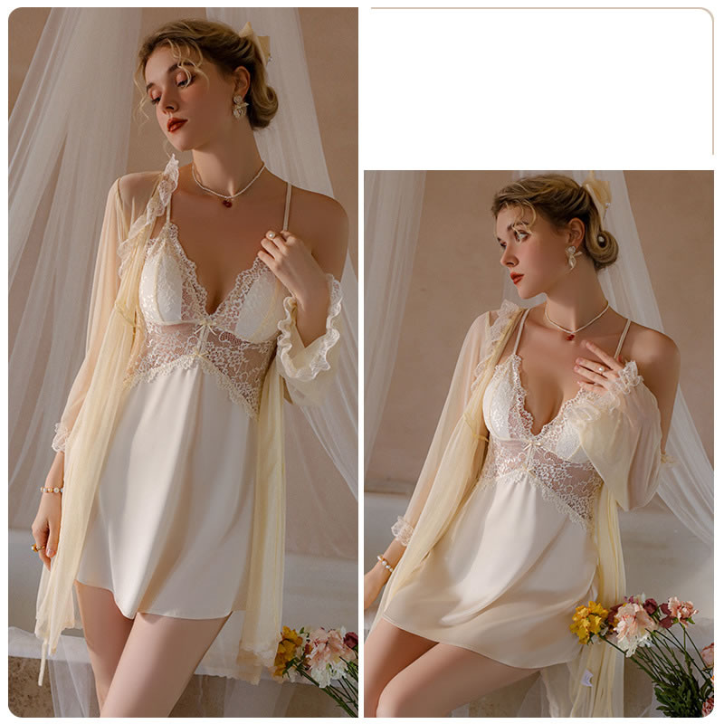Fashion White (nightdress) Satin Lace Backless Camisole Nightdress,SLEEPWEAR & UNDERWEAR