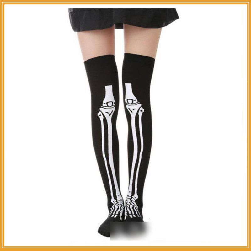 Fashion Black Cross Socks Fabric Skeleton High Knee Socks,Festival & Party Supplies
