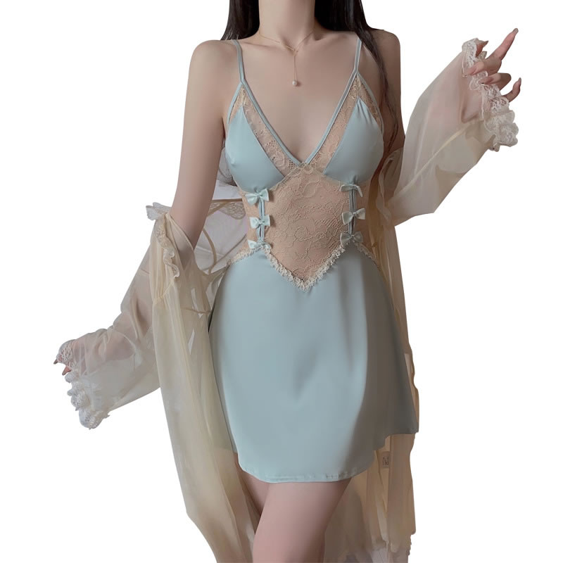 Fashion Champagne (stuffable Chest Pad Version) Polyester Lace Backless Camisole Nightdress,SLEEPWEAR & UNDERWEAR