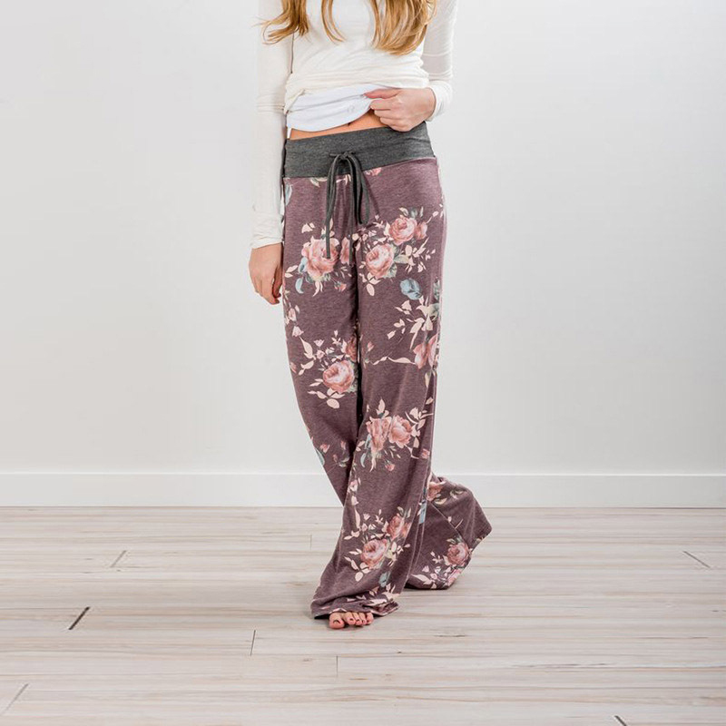 Fashion Twenty Two# Lace-up Trousers With Printed Blend,Pants