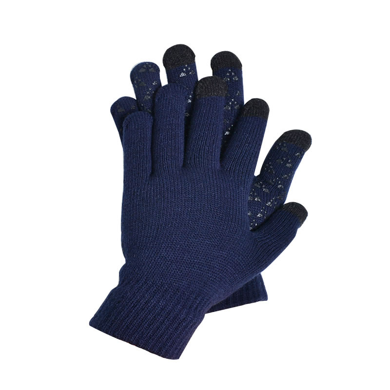 Fashion Navy Blue Knitted Non-slip Touchscreen Five-finger Gloves,Full Finger Gloves