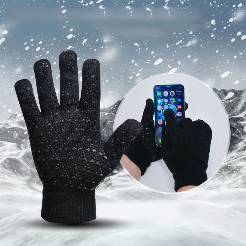Fashion Khaki Knitted Non-slip Touchscreen Five-finger Gloves,Full Finger Gloves