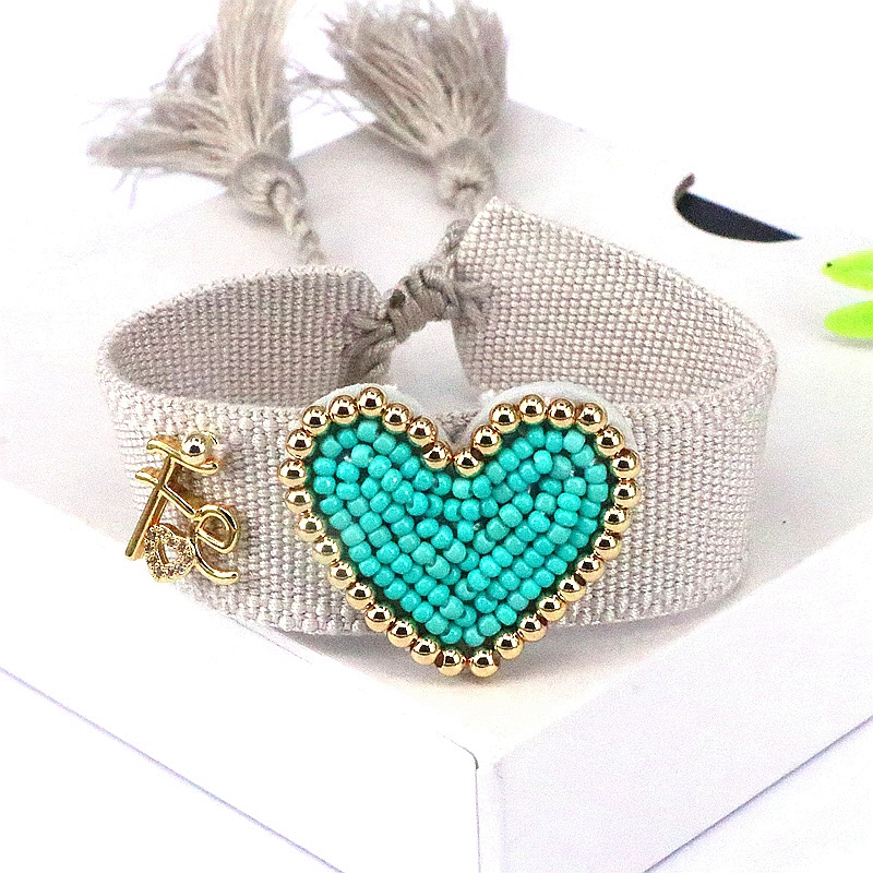 Fashion Pink Beads Woven Heart Letter Webbing Tassel Bracelet,Beaded Bracelet
