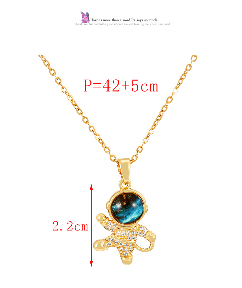 Fashion Gold Titanium Steel Inlaid Zirconium Resin Astronaut Pendant Necklace,Necklaces