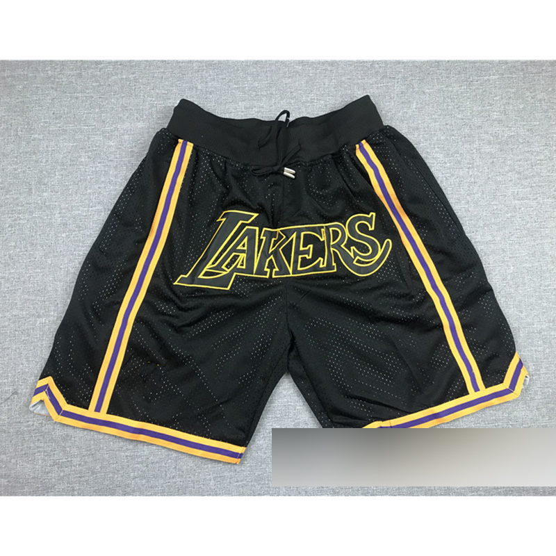 Fashion Lakers Black Polyester Print Lace-up Basketball Shorts,Shorts